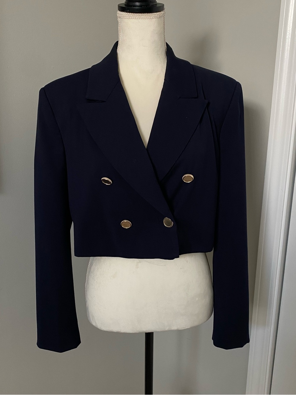 Zara Navy Cropped Blazer - Medium